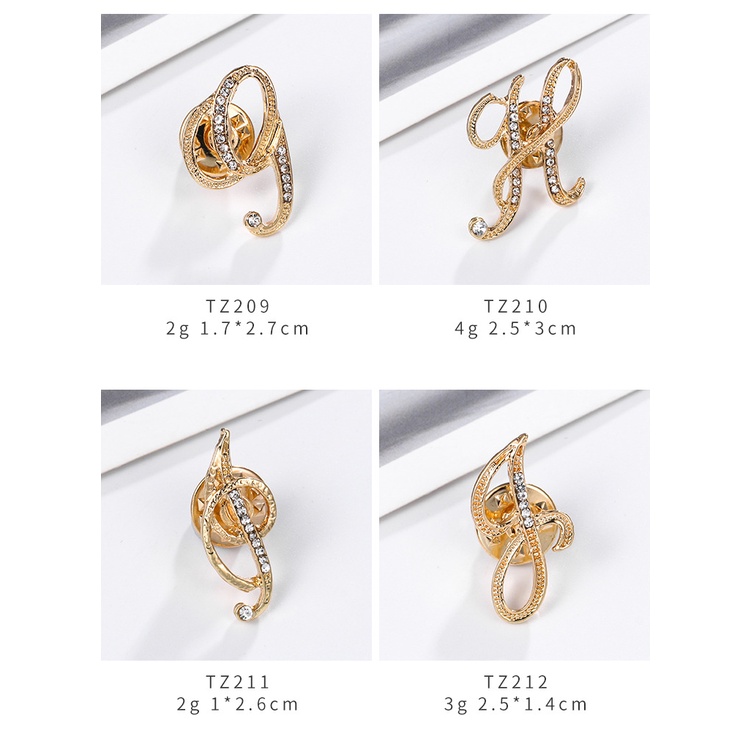 Ghim Cài Áo Hình 26 Chữ Cái Đính Đá Nhân Tạo Thời Trang