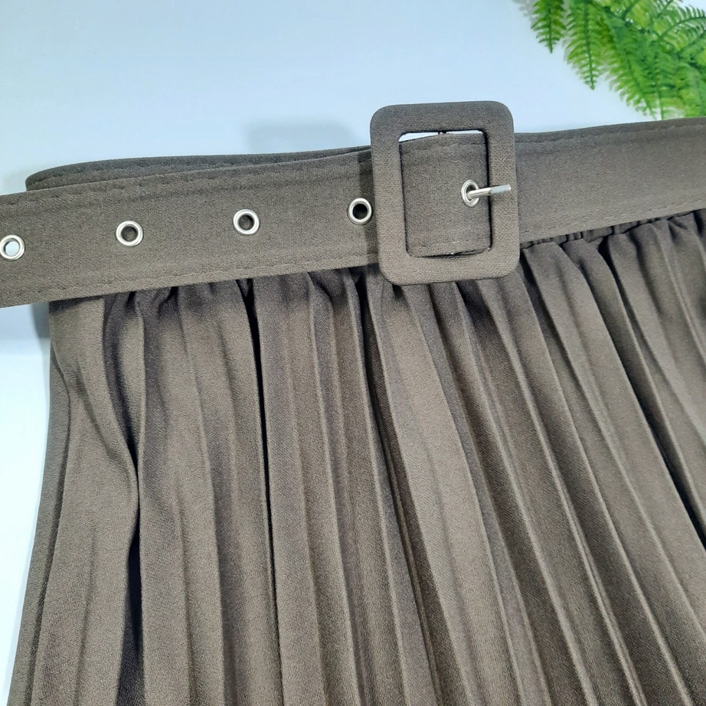 Chân Váy Dài Xếp Ly Kèm Đai Cao Cấp