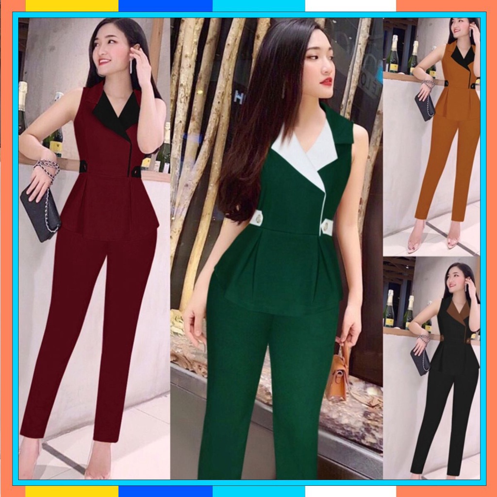 Bộ Đồ Nữ 💝FREESHIP💝 Set nguyên bộ áo vest sát nách quần dài xinh xắn J1100