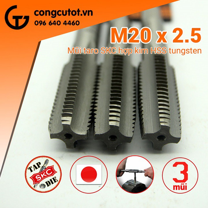 BỘ 3 MŨI TARO TAY SKC M20 X 2.5 NHẬT BẢN