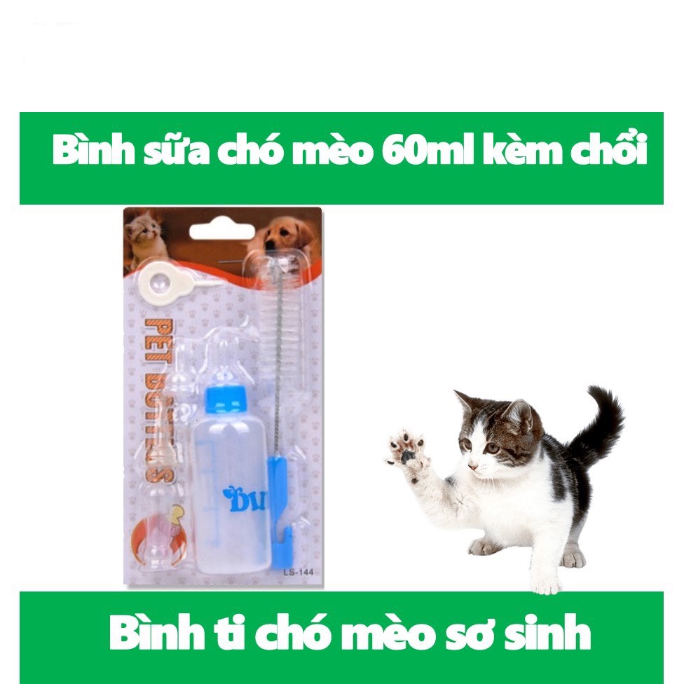 Bình ti chó mèo bú sữa ngoài 150ml, 120ml, 60ml - Bình có núm vú mềm cho chó mèo sơ sinh uống sữa
