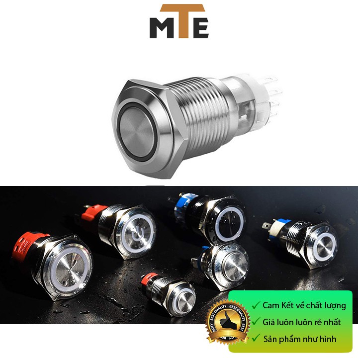 Nút nhấn nhả chống nước có led 16mm 12V