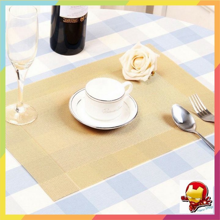 💯 Miếng lót bàn ăn PVC Polyester   phong cách châu Âu 45x30cm (bộ 4 tấm)  - Euro Outlet