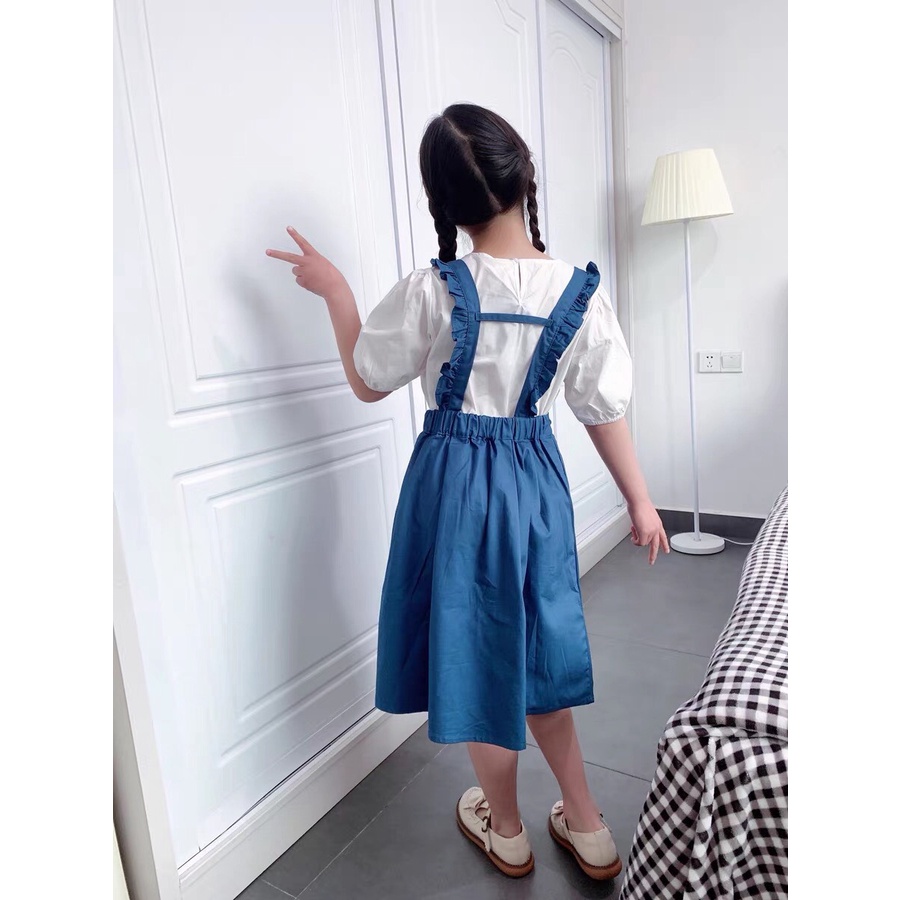 Set đầm bé gái lớn size đại  - kèm ảnh thật - màu xanh