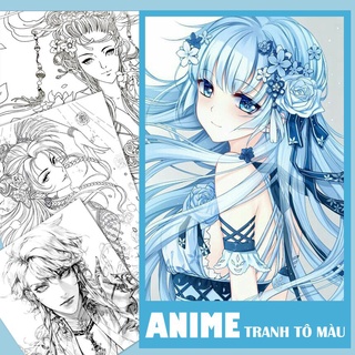 Bộ tranh tô màu nước Anime khổ A4