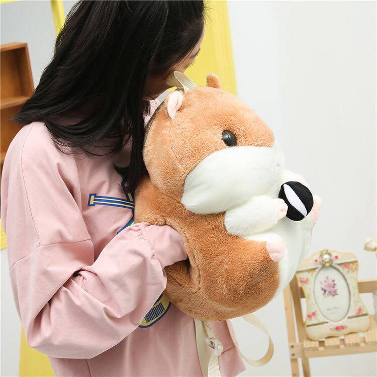 Ba lô sóc chuột Hamter phối 2 màu bông mềm mịn