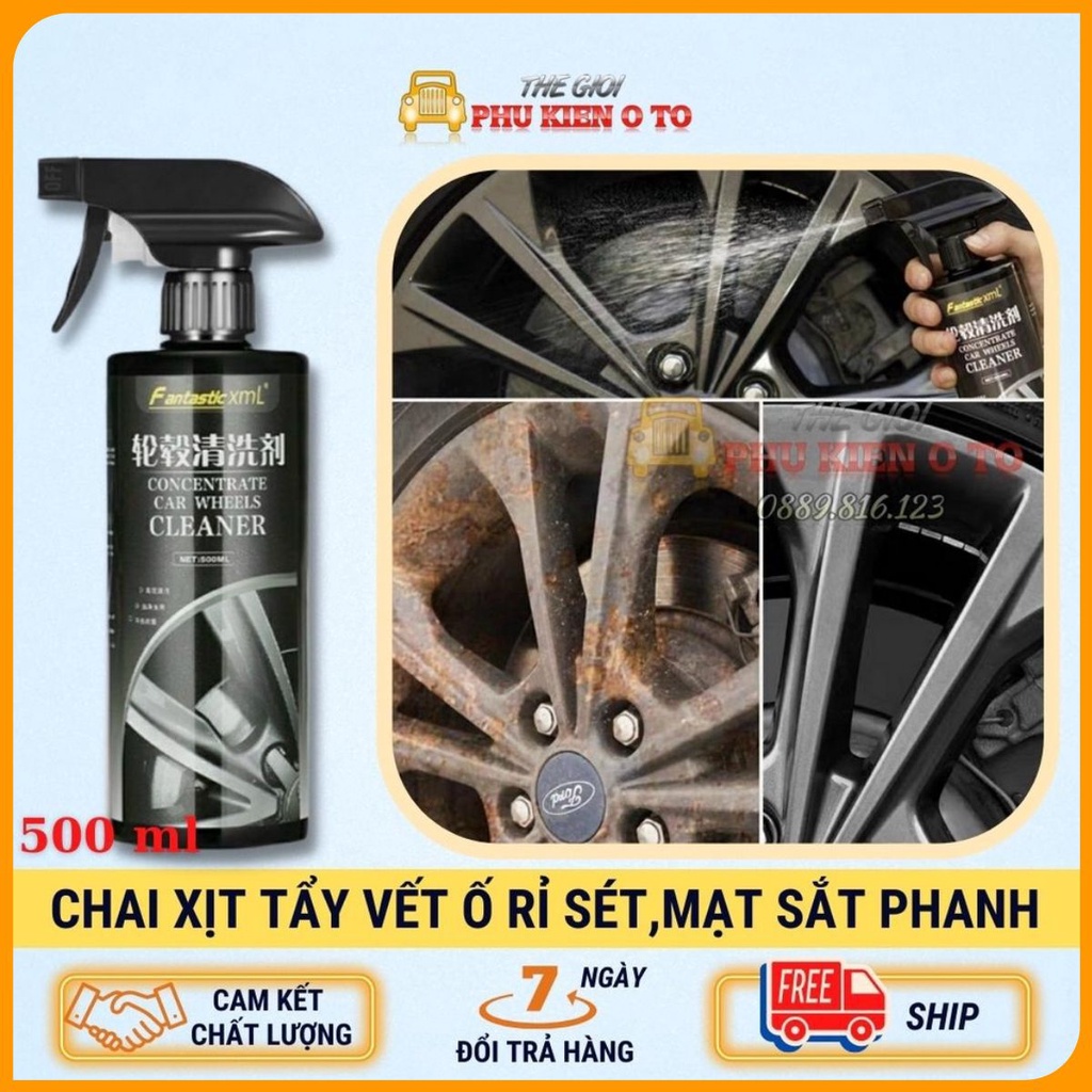 Chai Xịt Vệ Sinh Vết Ố Rỉ Sét Do Mạt Sắt Bụi Phanh Trên Thân Xe Ô Tô - Dung Tích 500ml