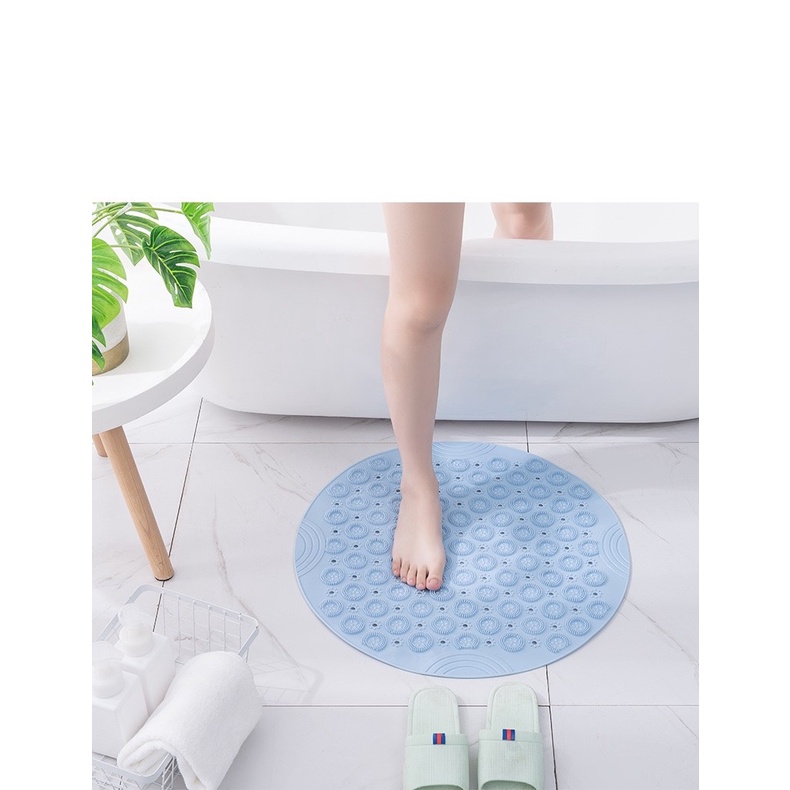 Thảm Nhựa PVC Dẻo Chống Trượt Phòng Tắm Cao Cấp Hình Tròn Mát Xa Chân 55cm Có Lỗ Thoát Nước SBK162
