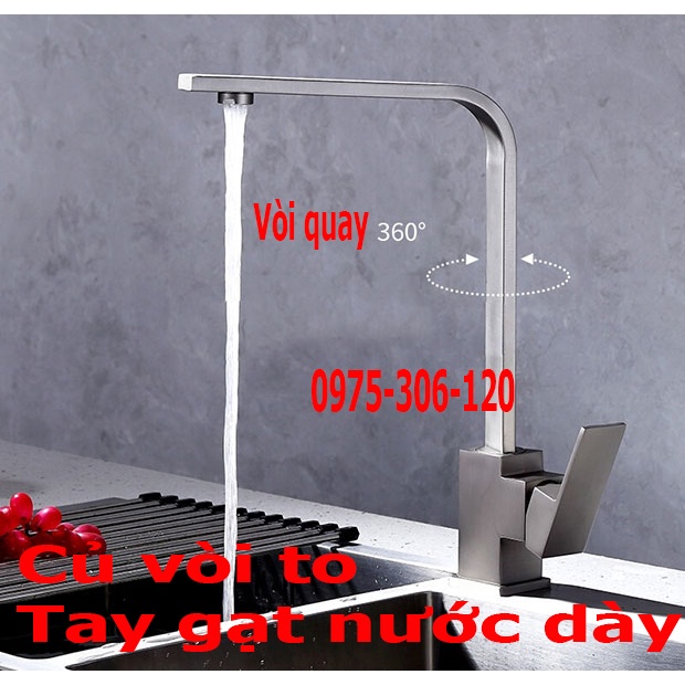 (Gía sỉ)Vòi Rửa Chén Bát Nóng Lạnh INOX 304 N4003 FOTAR Quay 360 độ vòi Chén Vuông dẹt