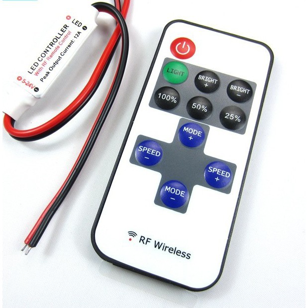 Remote LED Controller 5 - 24V 12A bộ điều khiển lé từ xa sóng RF với  hiệu ứng Dimmer, điều chỉnh tốc độ nháy