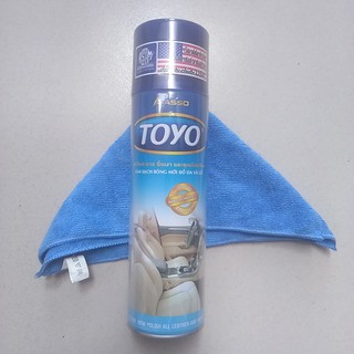 LÀM SẠCH DA, GỖ VÀ NỘI THẤT XE Ô TÔ HIỆU TOYO, 500ml (Sản phẩm và Khăn lau xe)