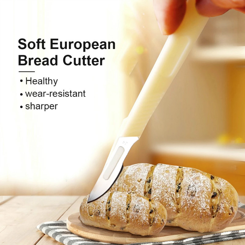 JOSMOMO Baguette Bread Slicing Knife Dao cắt bánh mì thực tế Châu Âu Dụng cụ cắt bánh ngọt với lưỡi thép carbon PP Shank
