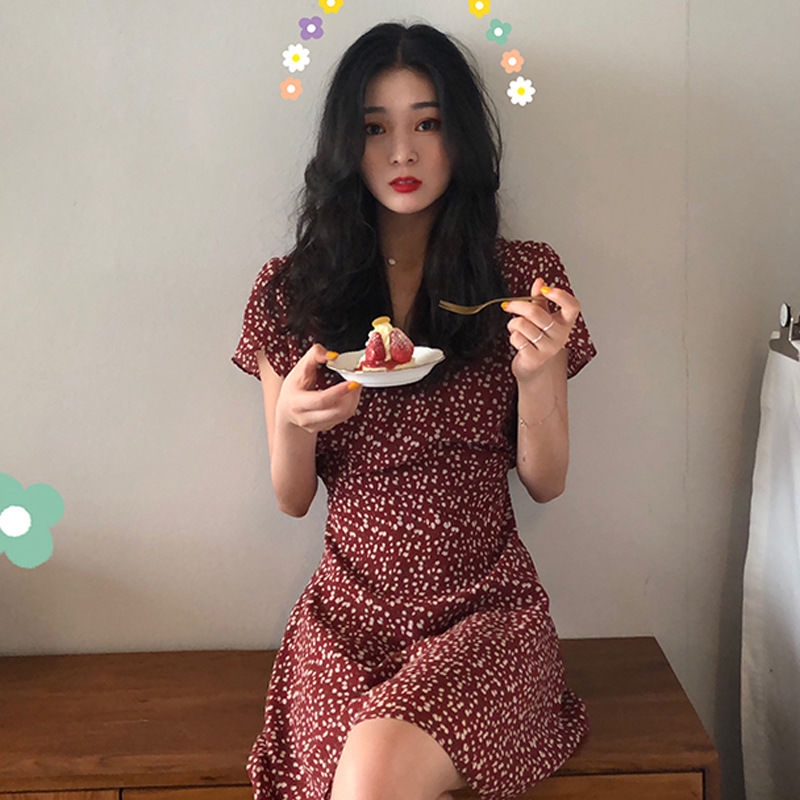 Đầm Hoa Ngắn Tay Cổ Chữ V Thời Trang Hàn Quốc Dành Cho Nữ | BigBuy360 - bigbuy360.vn