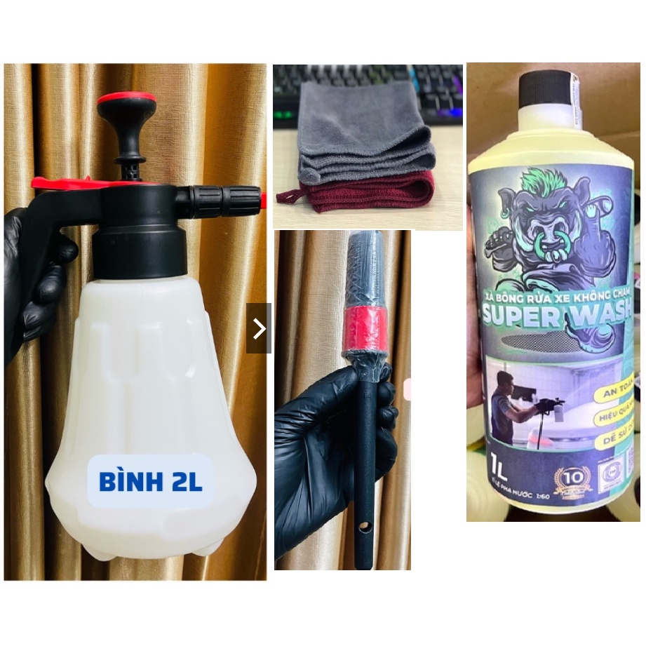 [BẢN V2 CHỐNG XÌ] Bình xịt rửa xe bọt tuyết cầm tay cho xe máy, xe oto 1.5L 2L - áp suất cao, 3 chế độ, điều chỉnh tia