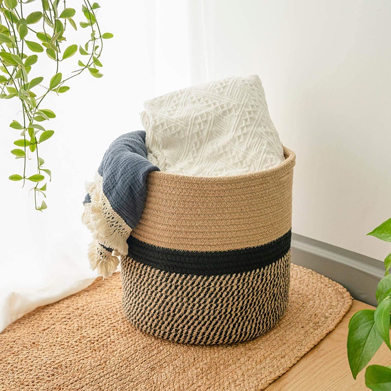 Giỏ Đựng Đồ Dùng Bằng Cotton Đan Dây Thừng Độc Đáo Tiện Dụng