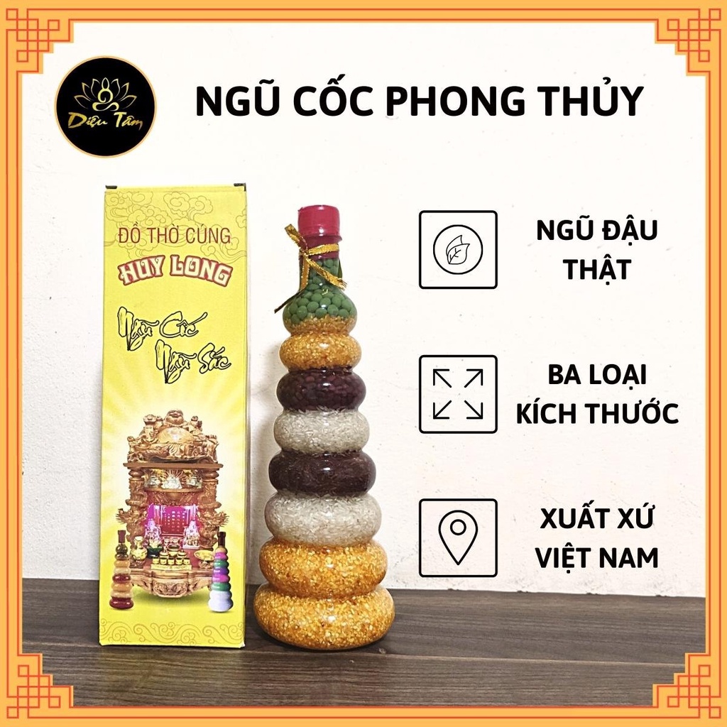 Chai ngũ cốc phong thủy năm thứ đậu hình hồ lô - Cầu tài lộc sung túc no đủ đồ thờ cúng