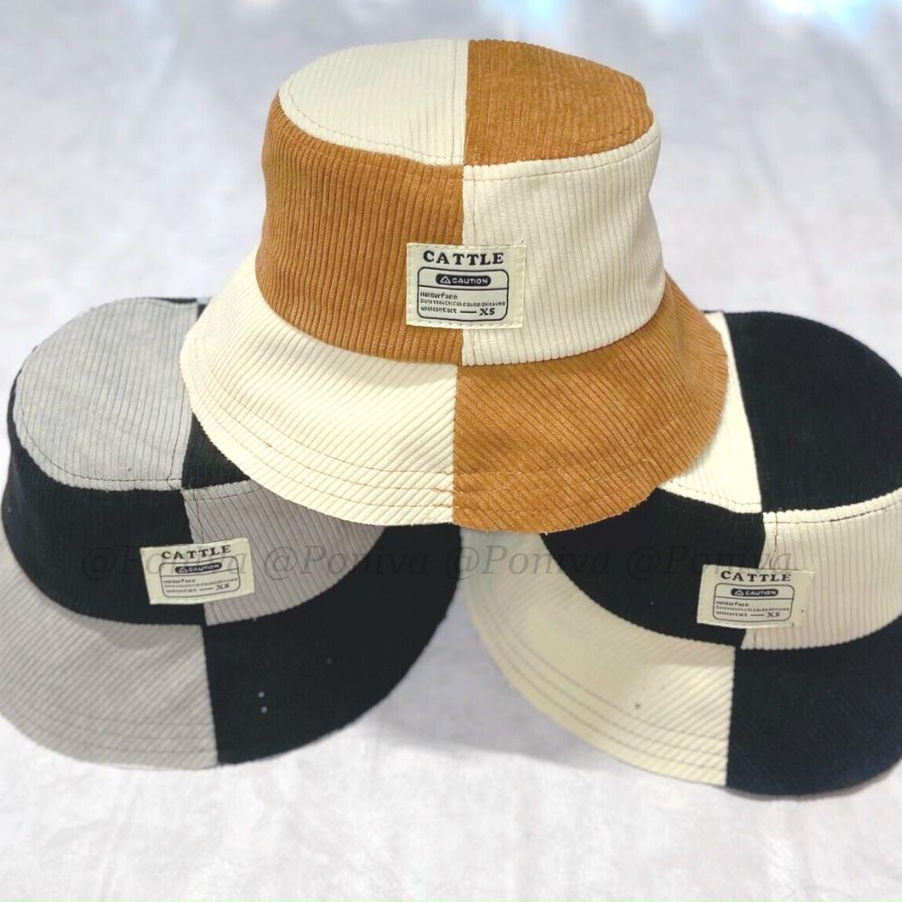 Mũ bucket vành cụp ❤️ Nón tai bèo vành tròn vá Cattle chất nhung tăm cao cấp form unisex nam nữ PONIVA siêu hot