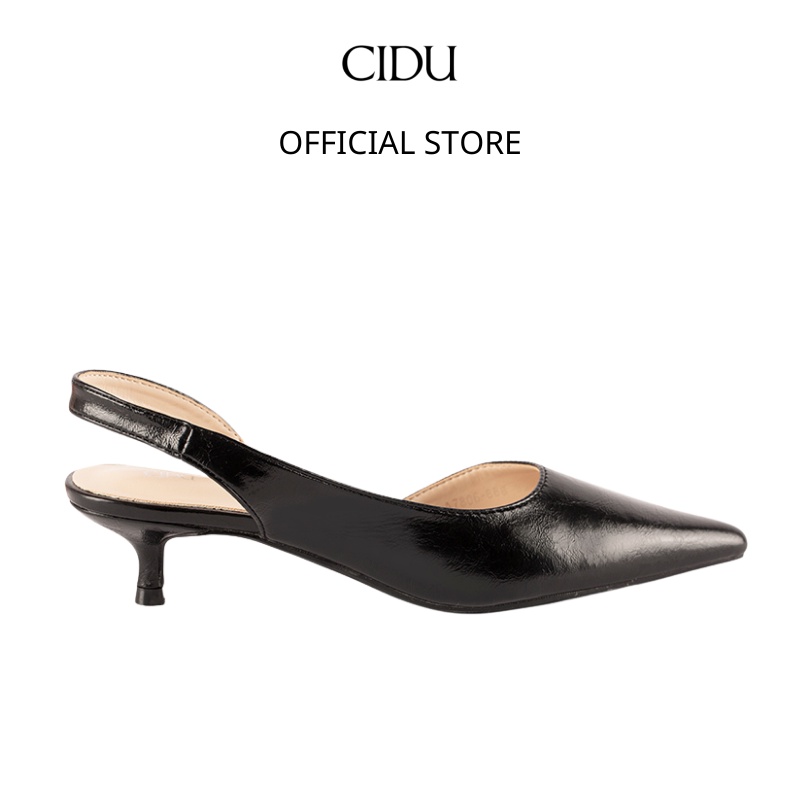Giày Cao Gót Nữ Êm Chân Chống Trơn Trượt Da Mịn Slingback Cidu GN06