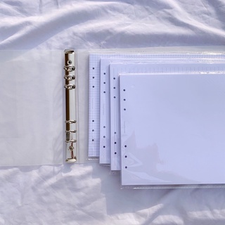 Giấy refill A4 trắng 6 lỗ 100gsm dành cho bìa còng A4 ngang cho bullet journal ghi bài planner scrapbook trang trí