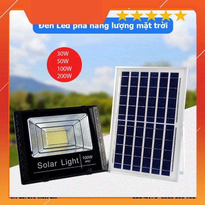 Đèn Led Pha Năng Lượng Mặt Trời 200W,100W,50W,30W- Có Pin Tích Trữ ,Điều khiển Từ Xa