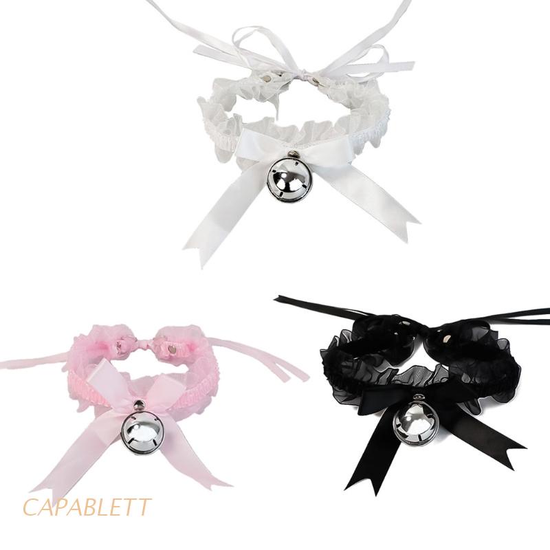 Vòng cổ đính nơ phong cách Lolita punk có thể tháo rời cho nữ