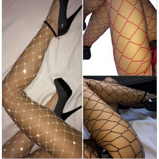 Tất lưới mắt cá đính kim cương giả dáng ôm lưng cao thời trang cho nữ