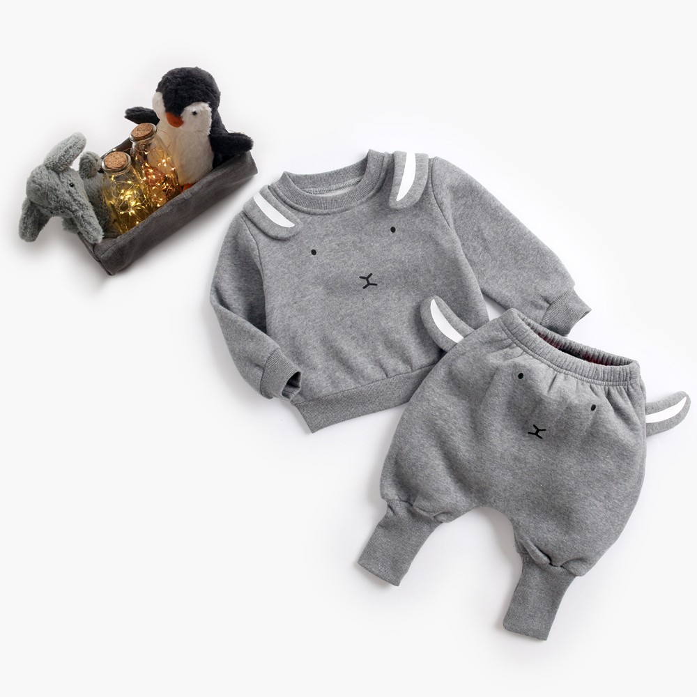 Set áo thun + quần dài Sanlutoz hình chú thỏ thời trang mùa đông cho bé