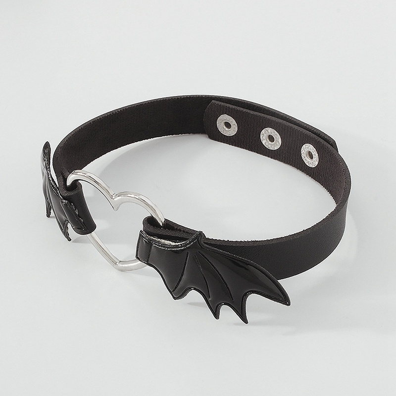 Vòng Cổ Choker Da Mặt Hình Trái Tim Đôi Cánh Phong Cách Gothic Punk Cho Nữ