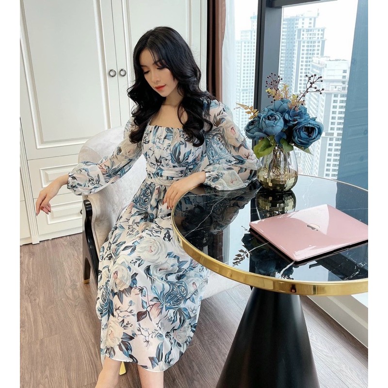 váy maxi hoa xanh | BigBuy360 - bigbuy360.vn