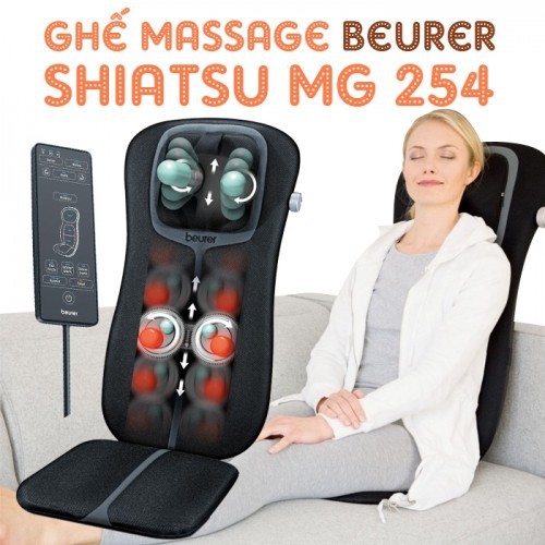 Đệm ghế massage lưng cổ, cột sống Beurer MG254 tùy chỉnh cường độ massage- Bảo hành 24 tháng