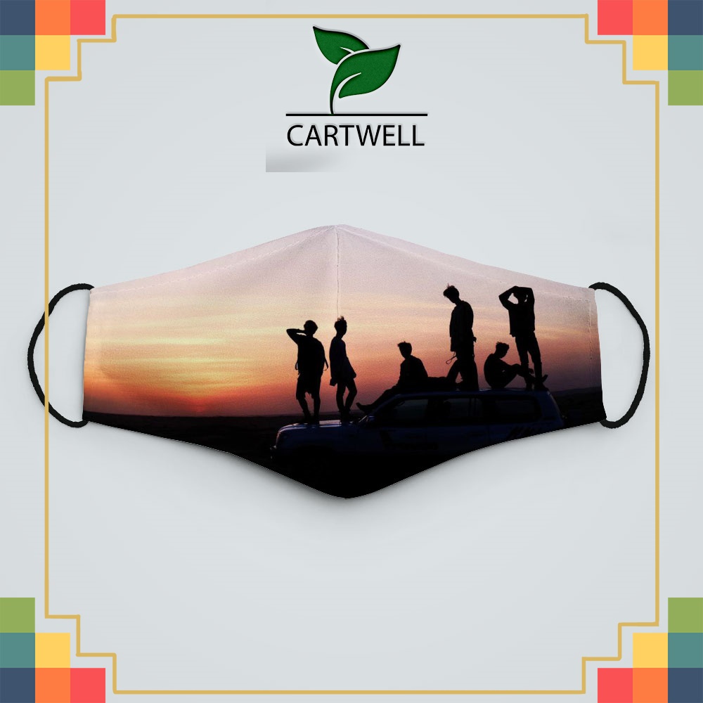 Khẩu trang vải loại tốt B.T.S_535 CARTWELL chất liệu vải mềm 2 lớp phòng dịch bệnh lọc không khí kháng khuẩn