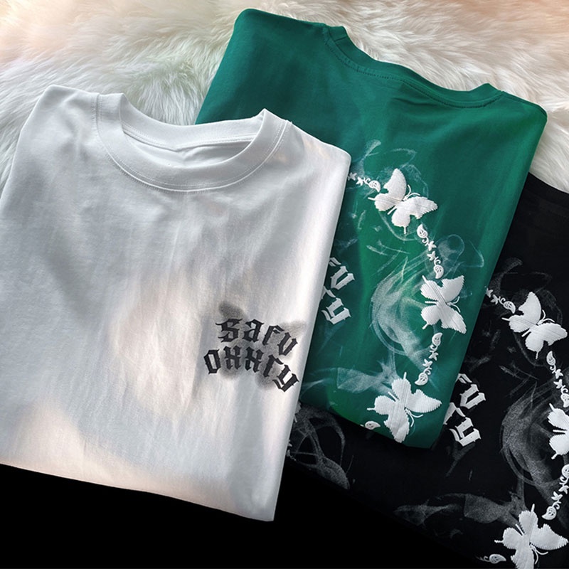 Áo thun HIIXIIVI 100% cotton tay ngắn cổ tròn in hình phong cách Hàn Quốc thời trang mùa hè 2022 cho nữ