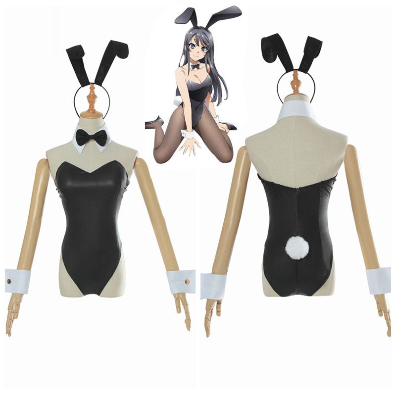 Rascal Does Not Dream of Bunny Girl Sakurajima Mai Black Bodysuit Maid Costume