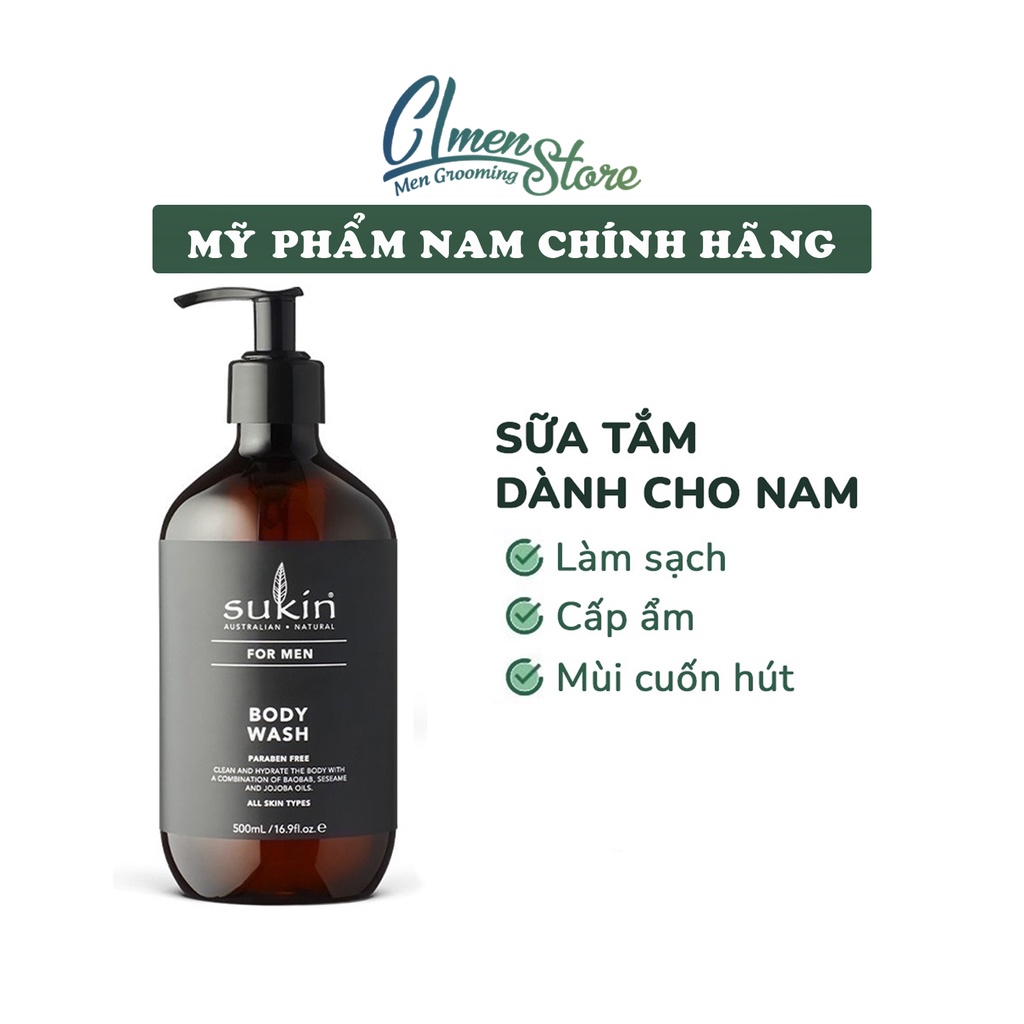 Sữa Tắm Dành Cho Nam Sukin For Men Body Wash 500ml