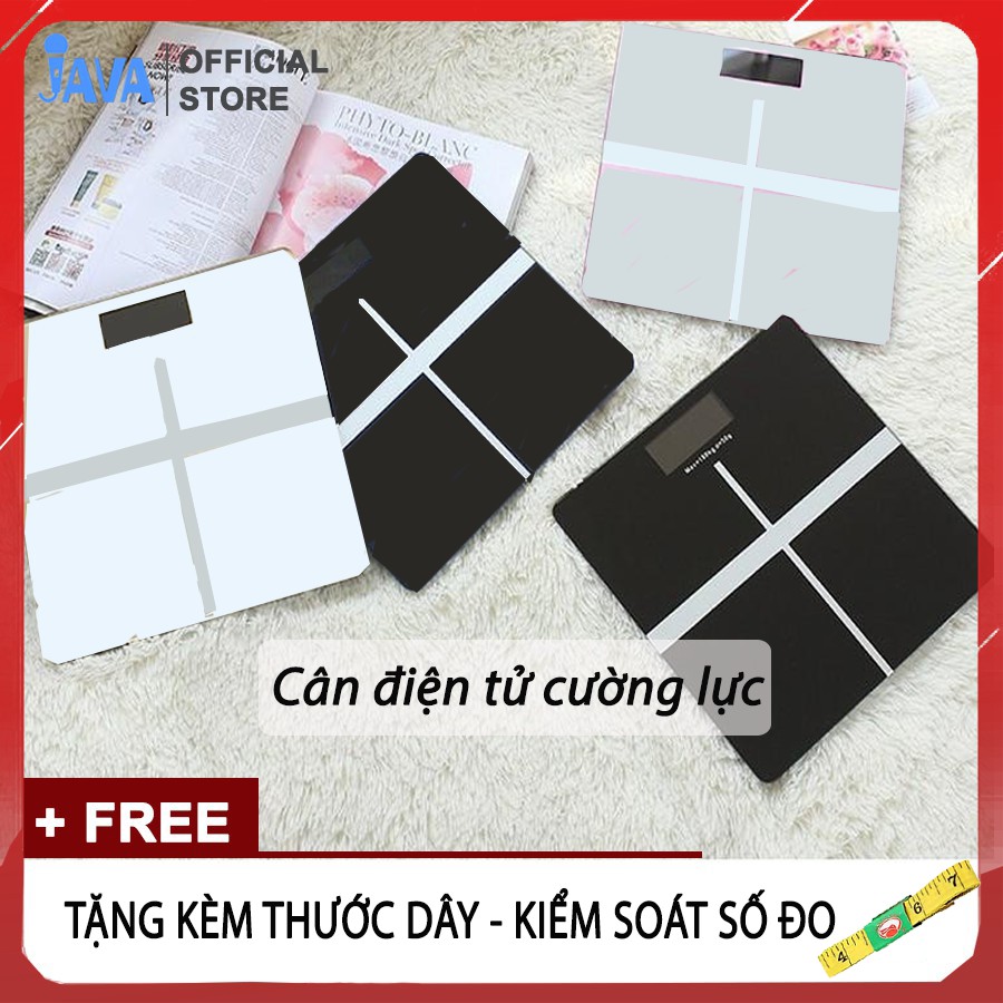 [TẶNG THƯỚC DÂY ] CÂN ĐIỆN TỬ SỨC KHỎE - KÍNH CƯỜNG LỰC VUÔNG - ĐO CHÍNH XÁC