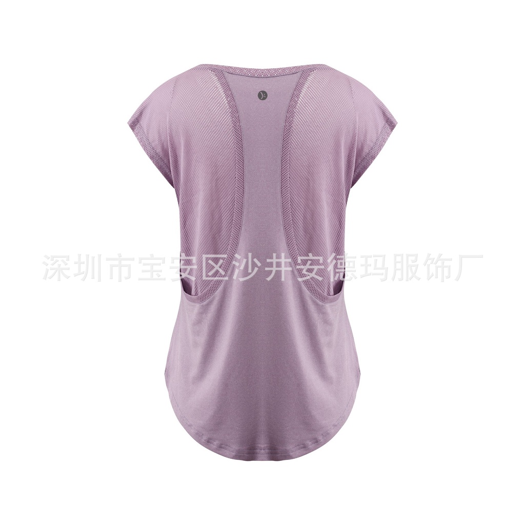 Áo Thun Tay Ngắn Cổ Tròn Dáng Rộng Nhanh Khô Màu Trơn Thời Trang Cho Nữ Lưng