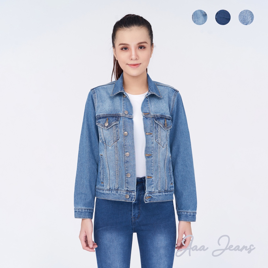 Áo Khoác Jean Nữ Cao Cấp Trơn Màu Xanh Aaa Jeans