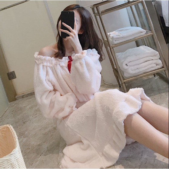 [ SIÊU XỊN ] #O2 Váy ngủ công chúa mùa đông flannel dài tay nhung dễ thương hàng ORDER TAOBAO