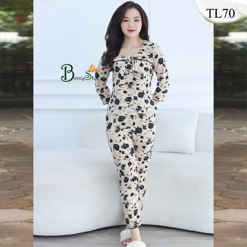 [BunnySky] Đồ bộ mặc nhà cổ vuông thu đông siêu dễ thương thoải mái chọn kiểu