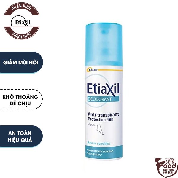 Xịt khử Mùi Hỗ Trợ Giảm Mồ Hôi Chân Etiaxil Deodorant Anti-transpirant 48h Pieds 100ml