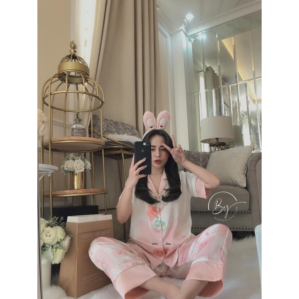 Pijama Lụa SATIN, LATIN nhà SAM chuột mickey siêu xinh, kute pho mai que Form dưới 60 kí  ྇ ྇ ༴