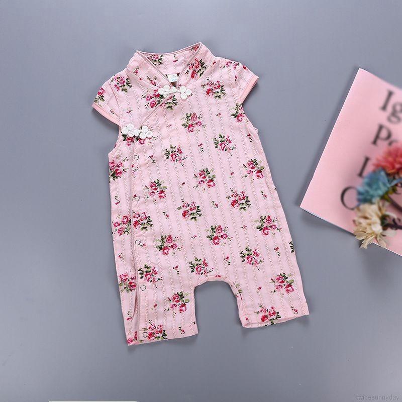 Bộ áo liền quần sườn xám đáng yêu cho bé