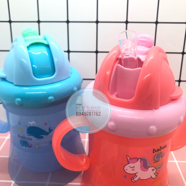 Bình Tập Uống Nước & Sữa ống hút có tay cầm Babuu Baby Cao Cấp - Dung Tích 180ml (17940)l