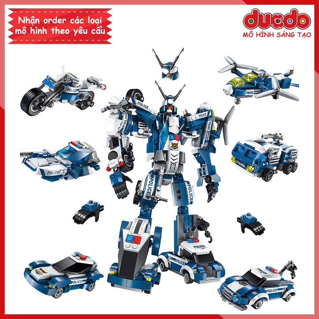 ENLIGHTEN 1407 Lắp ghép Robot Biến Hình 6 in 1 - Transformers Police - Đồ chơi Xếp hình Mô hình Minifigures Mini