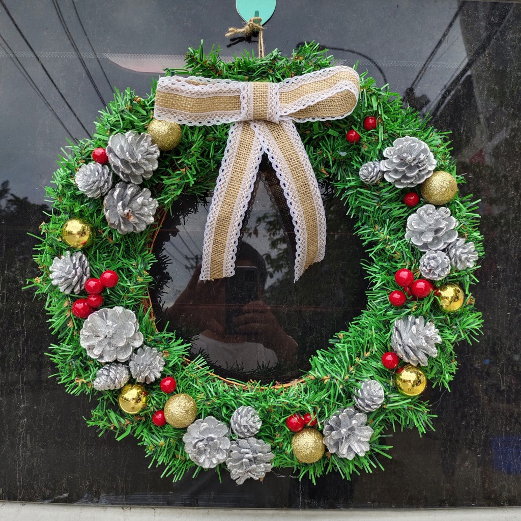 Vòng hoa vòng nguyệt quế trang trí noel D013 đường kính 40cm