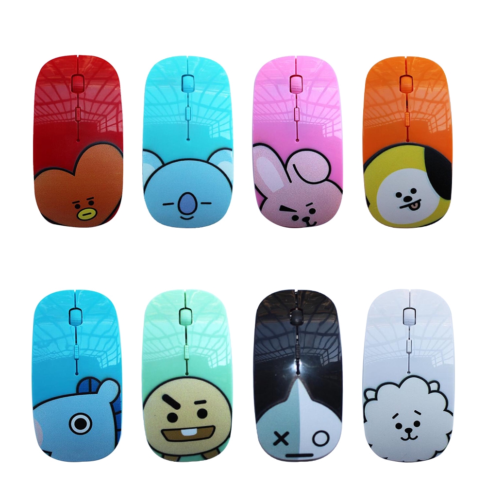 Chuột máy tính không dây họa tiết linh vật BT21 cho người hâm mộ nhóm BTS
