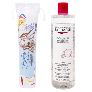 Combo nước tẩy trang byphasse 500ml + bông bella 100 miếng