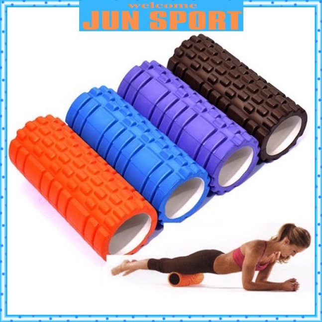 Con lăn giãn cơ gym yoga, massage lưng, thư giãn cơ thể tại nhà ĐenSport size 45 x 13cm