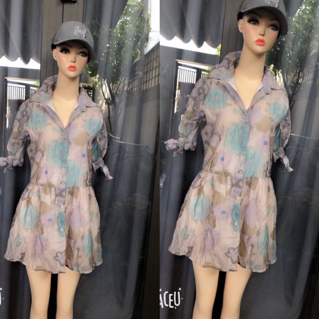 Đầm voan kiểu sơ mi combo