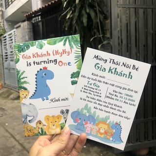 Thiệp Sinh Nhật hình khủng long voi hổ báo cáo chồn
